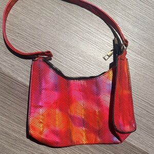 SHEIN Red and Orange Chevron Clutch